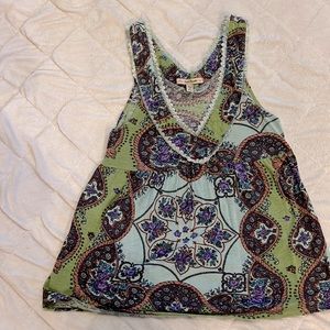 Free People sleeveless top. Adorable, colorful with some shimmer. One of a kind